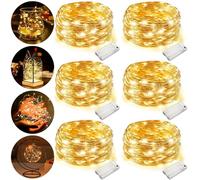 FAMKEEP Lot de 6 Guirlande Lumineuse LED, DIY Etanche Fil Lumineux,30 LEDs 3M Guirlande en Cuivre avec 2 Mode idéal,Guirlande LED a Pile, pour les fêtes de Noël,Interieur pour Fête