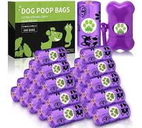FAMKEEP Sacs Ramasse Crottes,600 Sac Chien Déjection,24 Rouleaux,Avec 1 Distributeur de Sac Ramasse-Crottes Pour Chiens,Résistant aux Fuites & sans Odeur,Extra épais,Violet