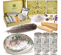 FAMKEEP Sauge Blanche,3 Bundles White Sage + 3 Palo Santo Coquillage d'ormeau, Encens Naturel à bruler Anti Stress méditation,pour Le Nettoyage énergétique, pour éliminer l'énergie négative