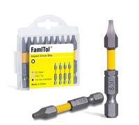 FamlTol 10 Pièces Tournevis Embout SQ1 Embouts de Tournevis à Tête Carrée 50 mm Tige Hexagonale 1/4" Lot d’embouts magnétiques en Acier S2 pour Visseuse Réparation Domestique et Travaux Électriques