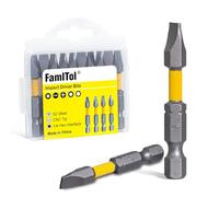 FamlTol Lot de 10 embouts de tournevis SL6 50 mm en acier S2 magnétique Tige hexagonale 1/4" Convient pour visseuse à percussion et visseuse électrique