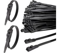 FamlTol Serre Cable Noir 360 × 9 mm Collier de Serrage Plastique 100 Pièces Nylon Résistant aux UV Double-Verrouillage 90 kg de Traction pour Cable Management Industrie & DIY Jardin