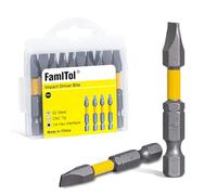 FamlTol SL6 Embout Plat 50 mm Embouts Plat pour Tournevis 10 Pièces Magnétiques en Acier S2 Tige Hexagonale 1/4" pour Réparation Domestique Installation Électrique et Fixation de Boîtiers