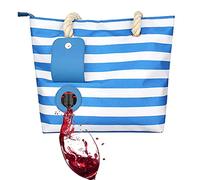 Famolay Sac fourre-Tout pour vin de Plage, Sac Isotherme étanche avec Compartiments cachés, Peut contenir 2 Bouteilles de vin pour Voyage, Restaurant, fête, dîner