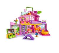 Famosa Pinypon - Maison Mallette Rose, Grande Maison de Poupées Pliante, Nombreuses pièces différentes et des Accessoires de Tous Les Jours, pour Construire Une Ville de Mini-poupées, +4 Ans