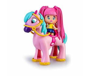Famosa Pinypon - Pack Poney et Figurine Assortie avec Cheveux étonnants, crinière et Queue du Poney Peuvent être changées, fers à Cheval et rênes Amovibles, pour Enfants à partir de 4 Ans