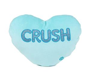 Famosa Softies - Hello Pillow Coussin Lumineux Bleu, Coussin en Forme de Coeur et Lettres 'Crush' brodées au Centre et lumière, très Doux et Doux, Un détail à Donner, (760021807)