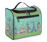 Famous Landmarks Trousse de toilette de voyage pour femmes, hommes, enfants, filles, garçons, grande trousse de maquillage à suspendre 11,2 l, couleur, Big, Organiseur de sac