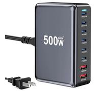 FAMOUS TECH SHOP Chargeur rapide USB C 500 W GaN PD 3.0 PPS : Station d'alimentation rapide à 8 ports | 6 USB-C + 2 USB-A Smart Power Delivery Chargeur de bureau pour ordinateur portable, MacBook