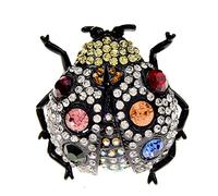 FAMoUsGoods Strass Big Beetle Broches for Femmes Coccinelle Broche Bijoux d'insecte Accessoires de Mode Vintage Cadeau d'épinglette pour Femme (Metal Color : Black)