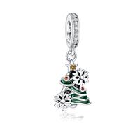 Famuan Christmas Snowflake Tree Charms pour les Femmes Pendentif en Argent Sterling pour Bracelets, Fête des Mères Saint-Valentin Anniversaire Noël Bijoux Cadeaux pour Maman Fille Amis