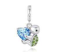 Famuan Tortue avec Diamants Charms pour les Femmes Pendentif en Argent Sterling pour Bracelets, Fête des Mères Saint-Valentin Anniversaire Noël Bijoux Cadeaux pour Maman Fille Amis