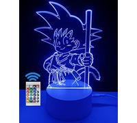 famvacor Veilleuse pour enfants 3D lampe de chevet décorative dragon ball télécommande super cadeau pour les enfants (Son Goku Child)