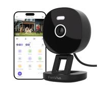 FAMVIVA Caméra de sécurité filaire 2K, extérieur/intérieur pour la maison, animal de compagnie, bébé, nounou, vision nocturne en couleur, étanchéité IP65, lumière blanche et sirène, enregistrement