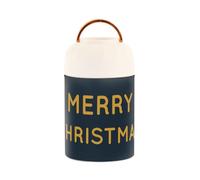 famyily Boîtes à déjeuner isothermes en acier inoxydable noir Merry Christmas avec cuillère pour petit déjeuner et café 500 ml