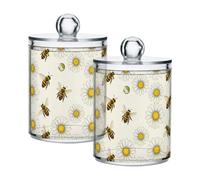 famyily Bumble Bee Honey Bees Lot de 2 organiseurs de rangement en plastique transparent avec couvercle