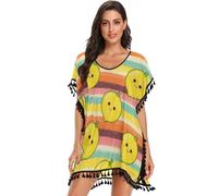 famyily Cache-maillot de bain pour femmes ouvert sur le devant pour filles, couvre-maillot de bain, vêtements de fête, S-L, style rétro, arc-en-ciel, dessin animé, citron, Citron de dessin animé rétro