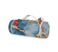 famyily Couverture de camping ronde - Convient à 2 adultes, accessoires d'été, couverture de pelouse douce pour le printemps et l'été, 147,3 cm (marbre bleu rouge)