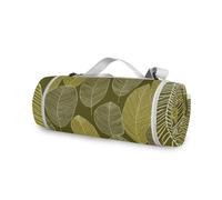 famyily Couverture de plage ronde - Convient à 2 adultes, accessoires d'été, tapis de jeu d'extérieur imperméable pour le printemps, l'été, le camping, 147,3 cm (feuilles de forêts minimalistes)