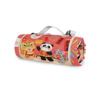 famyily Couverture de plage ronde - Convient pour 2 adultes, accessoires d'été, couverture de pique-nique portable, double couche, anti-sable, tapis doux, 147,3 cm (Nouvel An chinois)