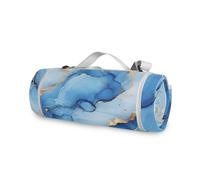 famyily Couverture d'extérieur ronde - Convient à 2 adultes, accessoires d'été, tapis de camping pliable pour tapis de plage ou fête de camping en famille, 147,3 cm (marbre bleu blanc)