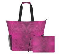 famyily Lot de 2 grands sacs fourre-tout de plage avec fermeture éclair et poches en maille, motif peau de serpent rose pour jouets, serviettes, voyage, croisière