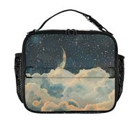 famyily Moon is Hidden in Clouds Entouré d'étoiles. Sacs à déjeuner résistants à l'eau pour garçons avec poignée, conteneurs de repas pour la plage et les voyages