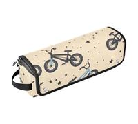 famyily Organiseur 2 en 1 pour outils de cheveux avec coussinet résistant à la chaleur, imperméable, organiseur de voyage pour fer à lisser, fer à friser, sèche-cheveux, jolis vélos BMX bleus et noirs