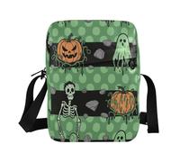 famyily Petit sac à bandoulière pour femme - Petit sac à bandoulière réglable pour voyage - Vert zombie Halloween