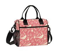 famyily Red Birds Boîte à déjeuner pour femme avec poche latérale et bandoulière Motif floral Merry Christmas