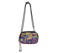 famyily Sac à bandoulière imperméable avec sangle réglable pour femme - Motif faucheuse rouge, Vache des Highlands Psychédélique colorée