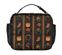famyily Sac à déjeuner orange et noir Merry Christmas pour homme avec poches zippées et poignée pour l'école et l'université