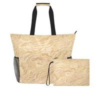 famyily Sac de plage beige abstrait marbré de grande capacité avec fermeture éclair et poches en maille, 2 grands sacs de w nd pour jouets, serviettes, voyage, croisière