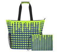 famyily Sac de sport portable Buffalo vert vif avec fermeture éclair et poches en filet, 2 sacs de nuit pour jouets, serviettes, voyage, croisière
