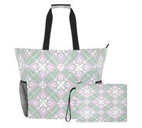 famyily Sac de sport portable vert pastel avec fermeture éclair et poches en maille, 2 sacs de nuit pour jouets, serviettes, voyage, croisière