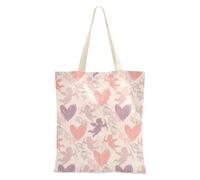 famyily Sac en toile violet pêche dessin animé Cupidon sacs en toile pour femme pour le travail sac fourre-tout en tissu