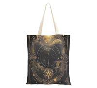 famyily Sac fourre-tout en toile noir et doré motif tarot astrologie sac fourre-tout en toile pour femme sac fourre-tout réutilisable pour le travail