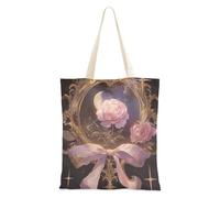 famyily Sac fourre-tout néo-réalisme miroir de roses de pêche sacs fourre-tout en tissu avec poignées pour le shopping sacs réutilisables