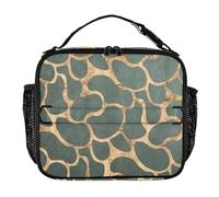 famyily Sacs à déjeuner abstraits verts et dorés étanches portables extensibles pour enfants avec bandoulière et porte-bouteille, sacs isothermes pour l'école et le collège