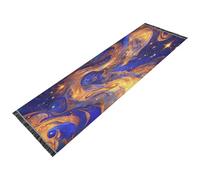 famyily Surrealism A Vast River Of Blue and Gold Stars Tapis de couloir lavable antidérapant avec pompons pour couloir, entrée, bureau, décoration d'intérieur