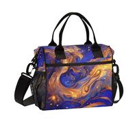 famyily Surrealism Grand sac à déjeuner isotherme réutilisable avec bandoulière Motif A Vast River of Blue and Gold Stars pour adultes et filles