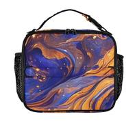 famyily Surrealism Sac à déjeuner isotherme pour femme avec poignée Motif A Vast River of Blue and Gold Stars Bleu et Or