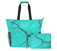 famyily Teal Rocks Country Chic Western Sac de plage fourre-tout de grande capacité avec fermeture éclair et poches en filet, 2 grands sacs de w nd pour jouets, serviettes, voyage, croisière