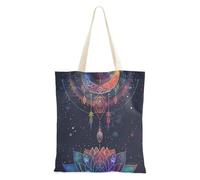 famyily Toile Totes Surréalisme Coloré Astrologie Attrape-rêves Sacs à provisions en toile pour les courses pour les voyages Casual Shopping Book Bag