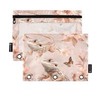 famyily Trousse à crayons chic avec motif dragon barbu reptile or rose pour classeur à 3 anneaux avec trous pour classeur pour l'école et le bureau