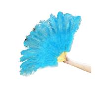 Fan à plumes pliables, 13Bones Rose Autruche Plume Fan Belly Dance Show Fans Halloween Party Mariage Scène Accessoires Tenu Pliant Plume Fans(Bleu ciel, 100 cm)
