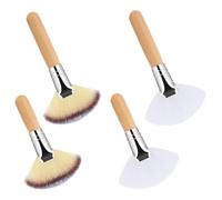 Fan Brush Set, 4 Piece Soft Bristle Makeup Brushes, Wooden Handle Powder Applicator for Blush, Highlighter, Contour, Lightweight Cosmetic Tool for Women and Girls