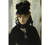 FAN C. Édouard Manet - Berthe Morisot avec Un Bouquet De Violettes Tableau Reproduction sur Toile Roulée 40X55 cm - Portrait Peintures Impressions pour Mur