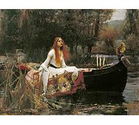 FAN C. John William Waterhouse - La Dame De Shalott Tableau Reproduction sur Toile Roulée 60X45 cm - Mythologie Peintures Impressions pour Mur