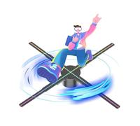 Fan d’hologramme 3D Projecteur Holographique 3D Machine Publicitaire WIFI Lumière Publicitaire LED LOGO Néon Support Néon Image Vidéo LOGO Ventilateur Holographique 3D pour les enseignes de magasin d'